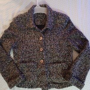 Cynthia Max womens S button up fuzzy sweater grey .